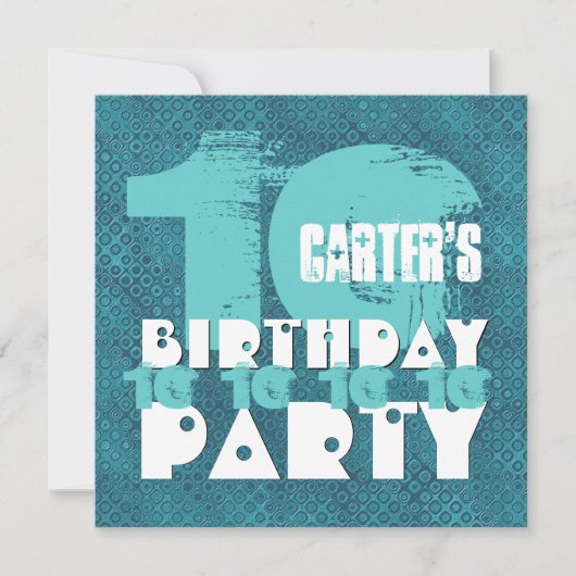 AQUA BLUE 10歳誕生パーティー10年旧V02A9 招待状 (正面)