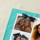 Aqua Blue 8 Photo Collage - white simple text ビーチタオル (インサイチュ)