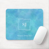 Aqua Blue Abstract Watercolor Monogram Mousepad マウスパッド (マウス)