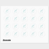 Aqua Blue Ampersand Monogram Envelope Seals ラウンドシール (シート)