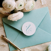 Aqua Blue Ampersand Monogram Envelope Seals ラウンドシール