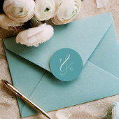 Aqua Blue Ampersand Monogram Envelope Seals ラウンドシール