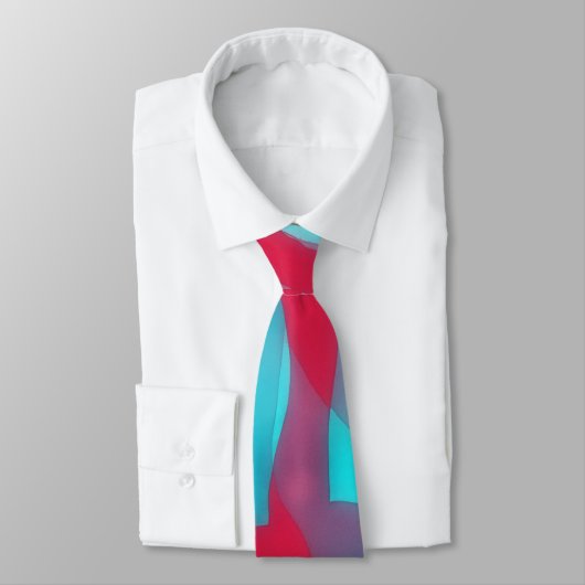 Aqua Blue and Deep Pink Artsy Tie ネクタイ (タイ)