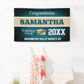 Aqua Blue and Gold Graduation Party 横断幕 (インサイチュ)