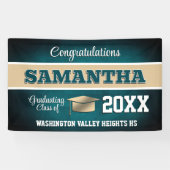 Aqua Blue and Gold Graduation Party 横断幕 (横)