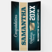 Aqua Blue and Gold Graduation Party 横断幕 (縦)