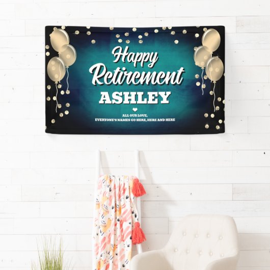 Aqua Blue and Gold Happy Retirement  横断幕 (インサイチュ)