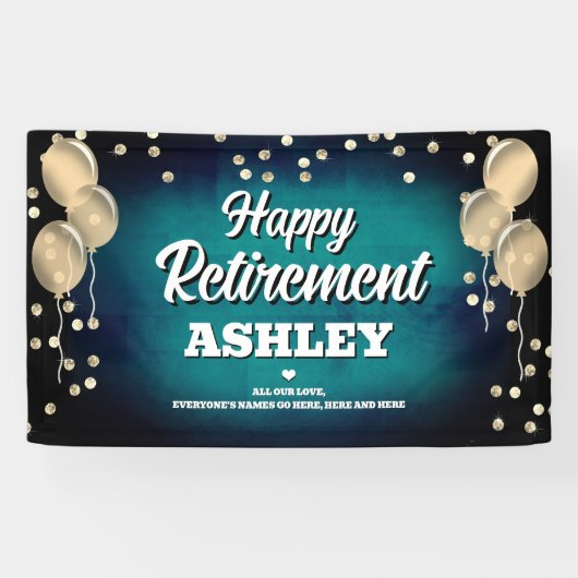 Aqua Blue and Gold Happy Retirement  横断幕 (横)