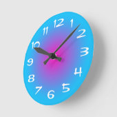 Aqua Blue and Hot Pink Radial Gradient ラウンド壁時計 (傾斜)