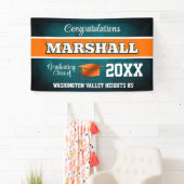 Aqua Blue and Orange Graduation Party 横断幕 (インサイチュ)