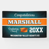 Aqua Blue and Orange Graduation Party 横断幕 (横)