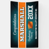 Aqua Blue and Orange Graduation Party 横断幕 (縦)