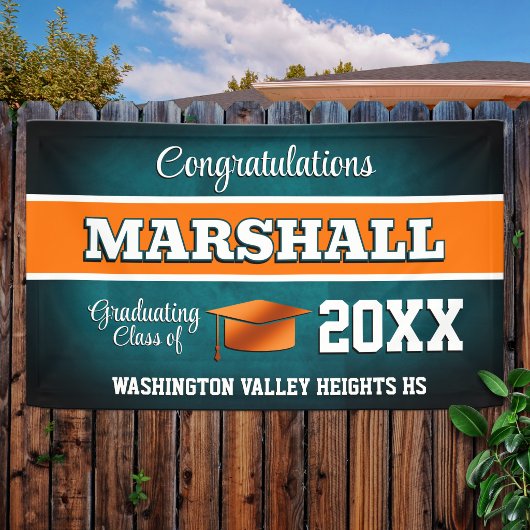 Aqua Blue and Orange Graduation Party 横断幕