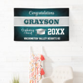 Aqua Blue and Silver Graduation Party 横断幕 (インサイチュ)