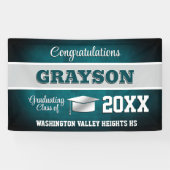 Aqua Blue and Silver Graduation Party 横断幕 (横)