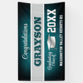 Aqua Blue and Silver Graduation Party 横断幕 (縦)