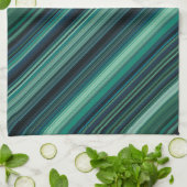 Aqua Blue and Teal Stripes キッチンタオル (折り畳み)