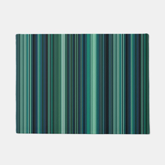 Aqua Blue and Teal Stripes ドアマット (正面)