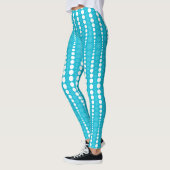 Aqua Blue and White Polka Dot Leggings レギンス (左)