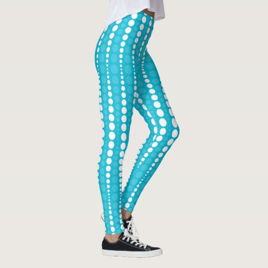 Aqua Blue and White Polka Dot Leggings レギンス (右)