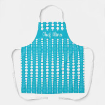 Aqua Blue and White Polka Dot Middium Apron