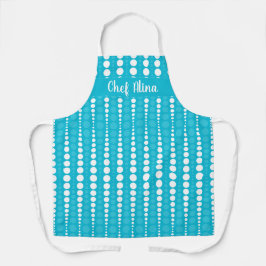 Aqua Blue and White Polka Dot Middium Apron エプロン