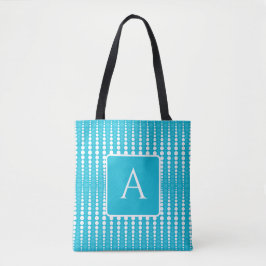 Aqua Blue and White Polka Dot Tote トートバッグ