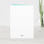 Aqua Blue and White Striped Floral Thank You Card サンキューカード (裏面)