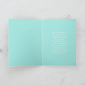 Aqua Blue and White Striped Floral Thank You Card サンキューカード (内部)