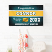 Aqua Blue and Yellow Graduation Party 横断幕 (インサイチュ)