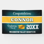 Aqua Blue and Yellow Graduation Party 横断幕 (横)