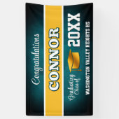 Aqua Blue and Yellow Graduation Party 横断幕 (縦)