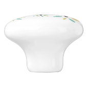 Aqua Blue And Yellow Mid Century Flowers セラミックノブ (側面)