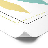 Aqua Blue Avocado Green Yellow Funky Diamonds ポスター (角)