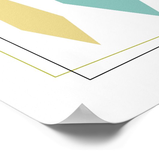 Aqua Blue Avocado Green Yellow Funky Diamonds ポスター (角)