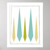 Aqua Blue Avocado Green Yellow Funky Diamonds ポスター (正面)