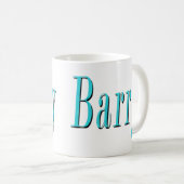 Aqua Blue Barry名ロゴ、 コーヒーマグカップ (正面右)