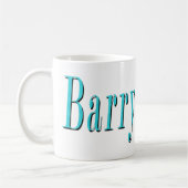 Aqua Blue Barry名ロゴ、 コーヒーマグカップ (左)