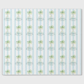 Aqua Blue Cabana Stripes Palm Beach Club ラッピングペーパー (フラット)