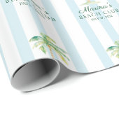 Aqua Blue Cabana Stripes Palm Beach Club ラッピングペーパー (ロールコーナー)