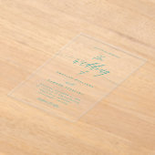 Aqua Blue Clear Acrylic Wedding Invitation Card アクリル招待状 (レイダウン)