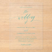 Aqua Blue Clear Acrylic Wedding Invitation Card アクリル招待状 (正面)