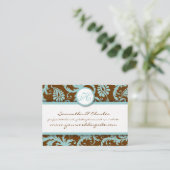 Aqua Blue Damask on Brown Damask Wedsiteカード 名刺 (スタンド正面)