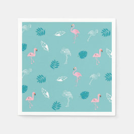 Aqua Blue Flamingo Paper Napkins スタンダードカクテルナプキン