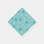 Aqua Blue Flamingo Paper Napkins スタンダードカクテルナプキン (角)