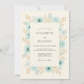 Aqua Blue Gentle Spring Wedding 招待状 (正面)