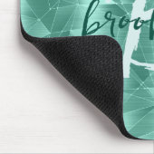 Aqua Blue Geometric Brushed Metal Script Monogram マウスパッド (コーナー)
