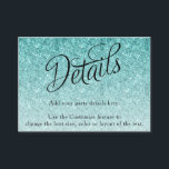 Aqua Blue Glitter Fancy Script Detail エンクロージャーカード<br><div class="desc">This beautiful enclosure card features a trendy ombre glitter pattern, a fancy script heading, and your custom text. Use the template to add your information.</div>