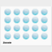Aqua Blue Gradient and White Thank Youスタンプ ラウンドシール (シート)