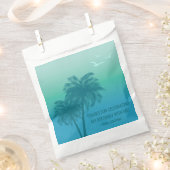 Aqua Blue Gradient Palm Trees Birthday Thank You フェイバーバッグ (クリップ留めされた状態)